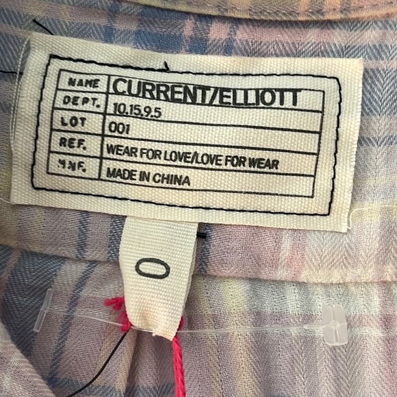 Pastel plaid NWT Current Elliott Boyfriend Shirt NWT - Picture 3 of 10